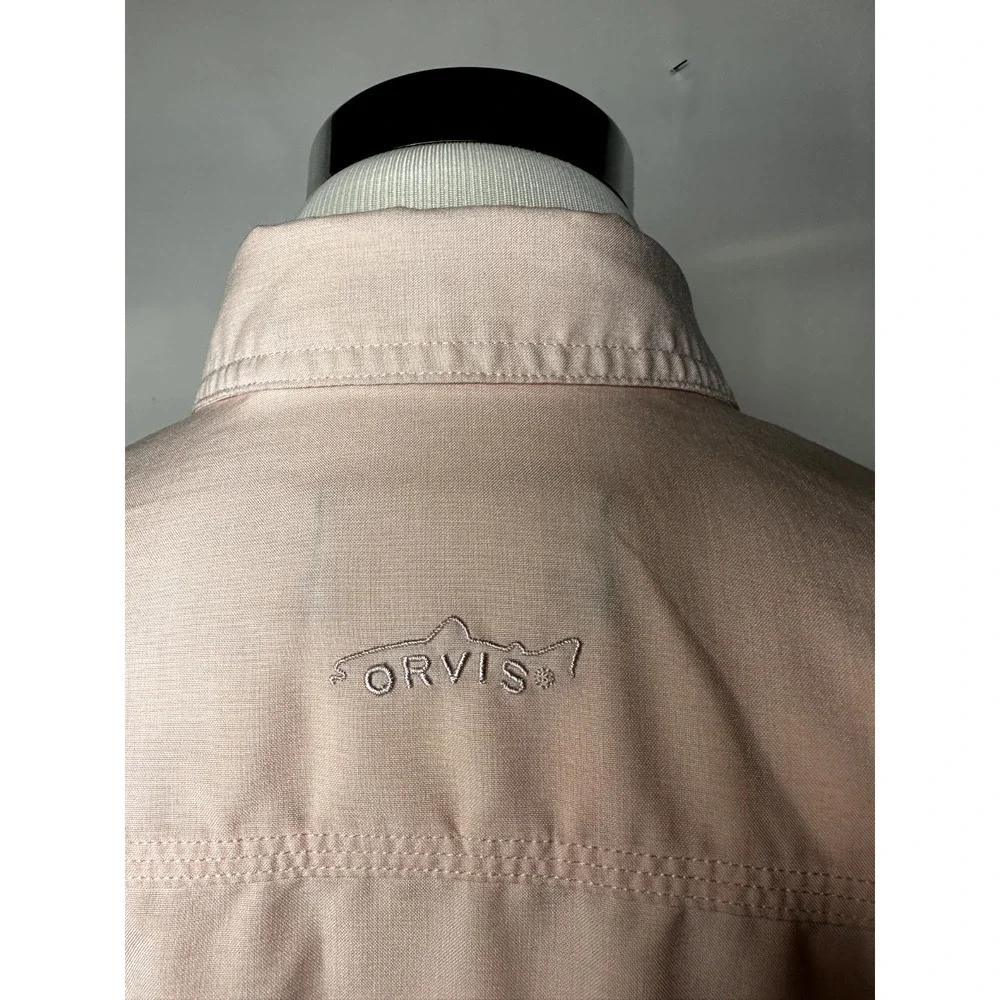 Orvis Shirt Mens Large Pink Vented Outdoors Polyester Fishing hiking Camp